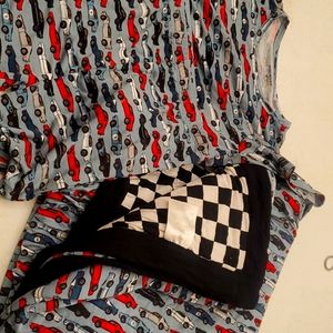 Posh peanut 12yr pj and blanket bundle race cars and checkers